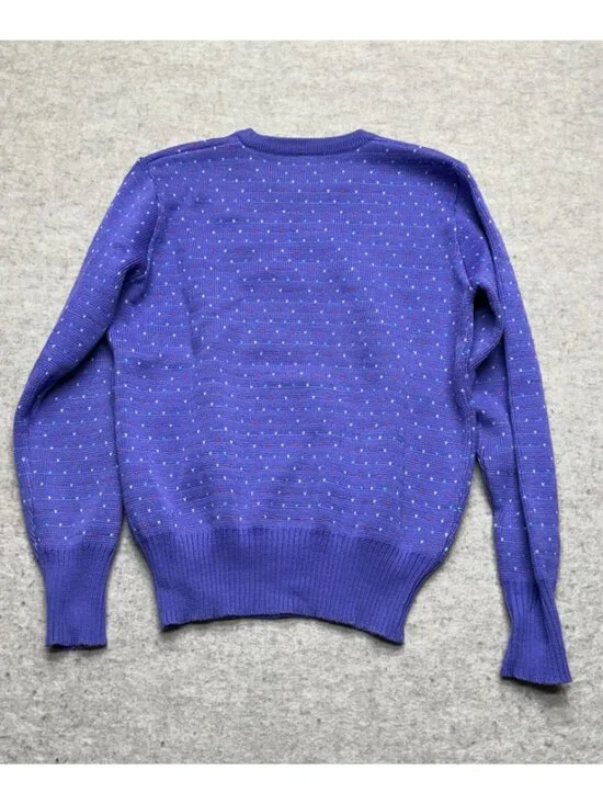 Vintage 80s Meister Purple Long Sleeve Crewneck Sweater Small Stranger Things - Picture 6 of 8